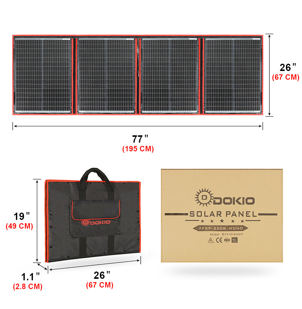 Solar Panel 200W - Marca Dokio, Panel Solar Mono plegable