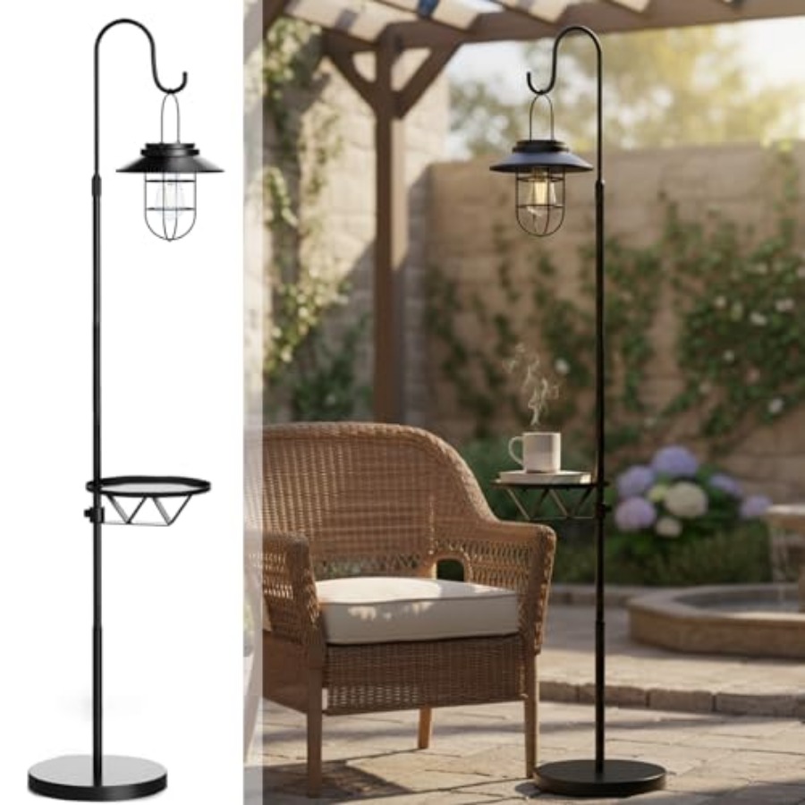 Lámpara Solar de Pie con Mesa, - Solar Lamp reseña y precio