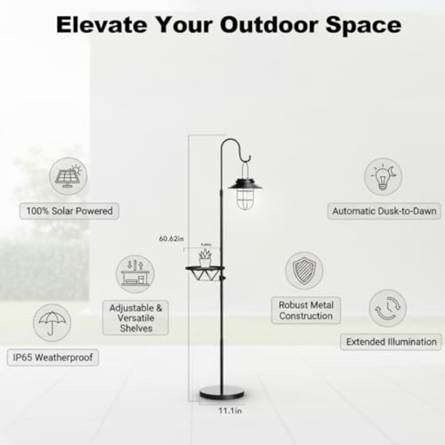 Lámpara Solar de Pie con Mesa, - Solar Lamp reseña y precio