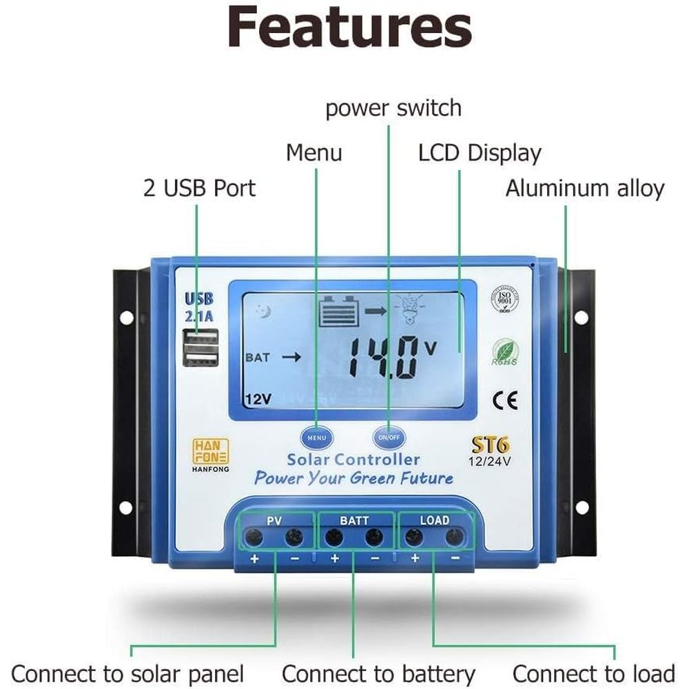 Controlador de Carga Solar de  - Solar Panel reseña y precio