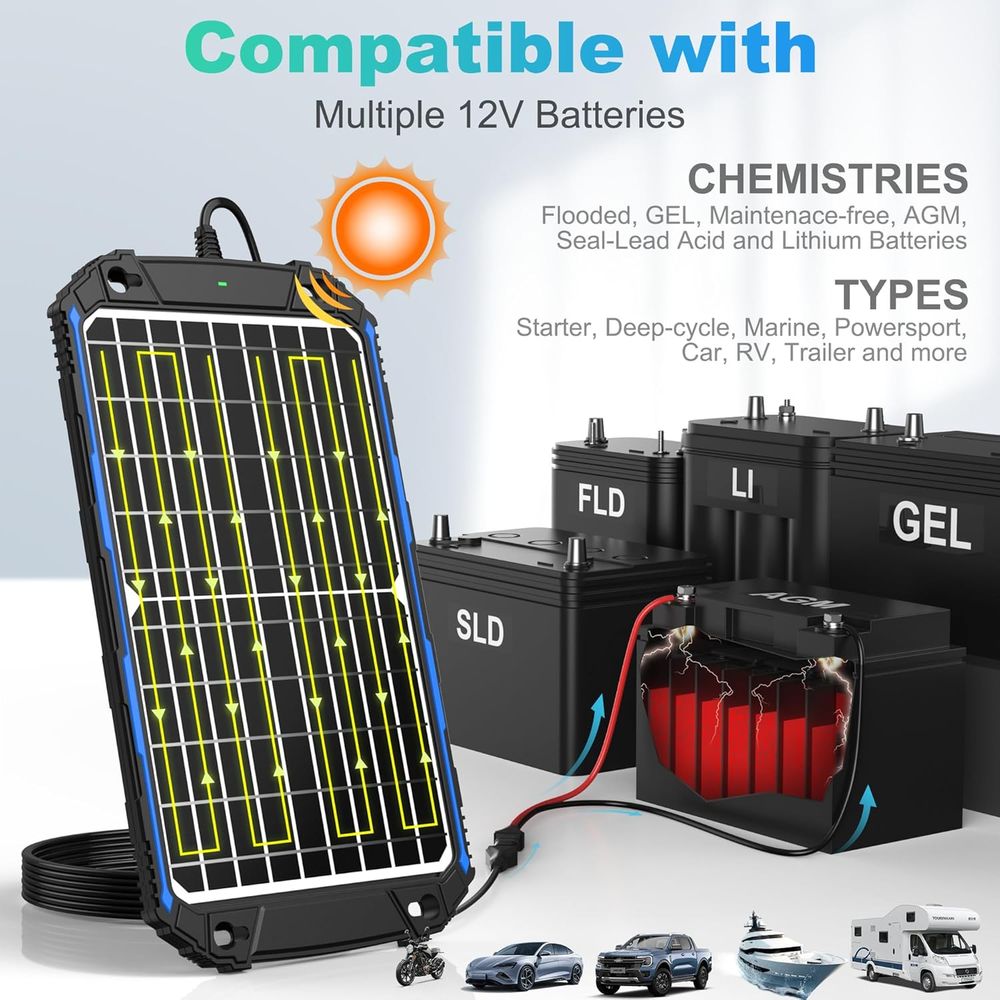 Cargador y Mantenedor de Bater - Solar Panel reseña y precio